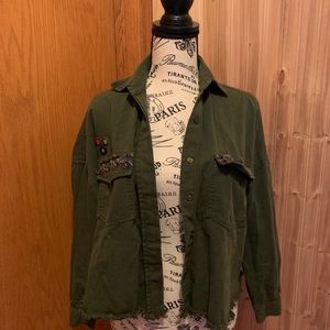 Green embellished jacket